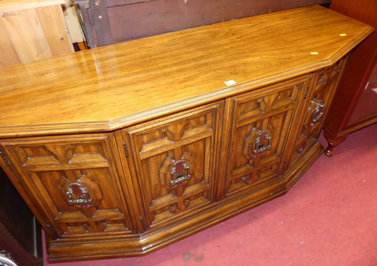 A Continental walnut four door sideboard, w.155cm