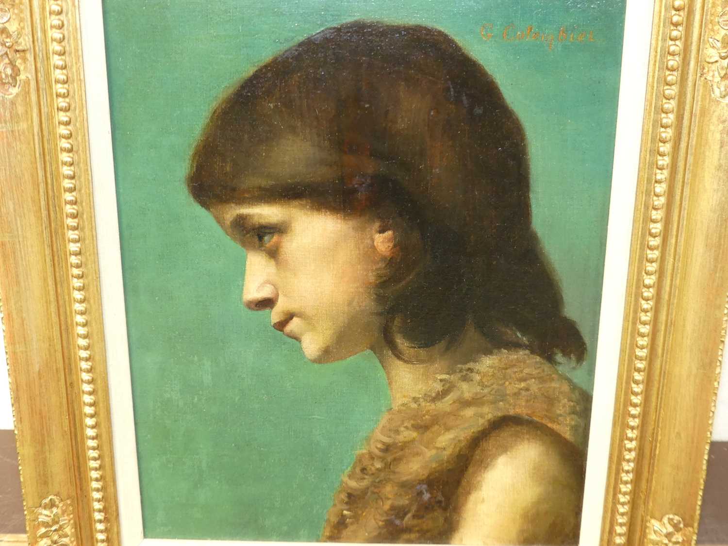 G. Colombiel - Profile portrait of a girl, oil on canvas, signed upper right, 40 x 32cm - Image 2 of 3