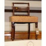 A Regency mahogany rope twist bar back single dining chair, having floral silk stuff over seat,