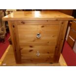 A modern pine two drawer bedside chest, w.62cm