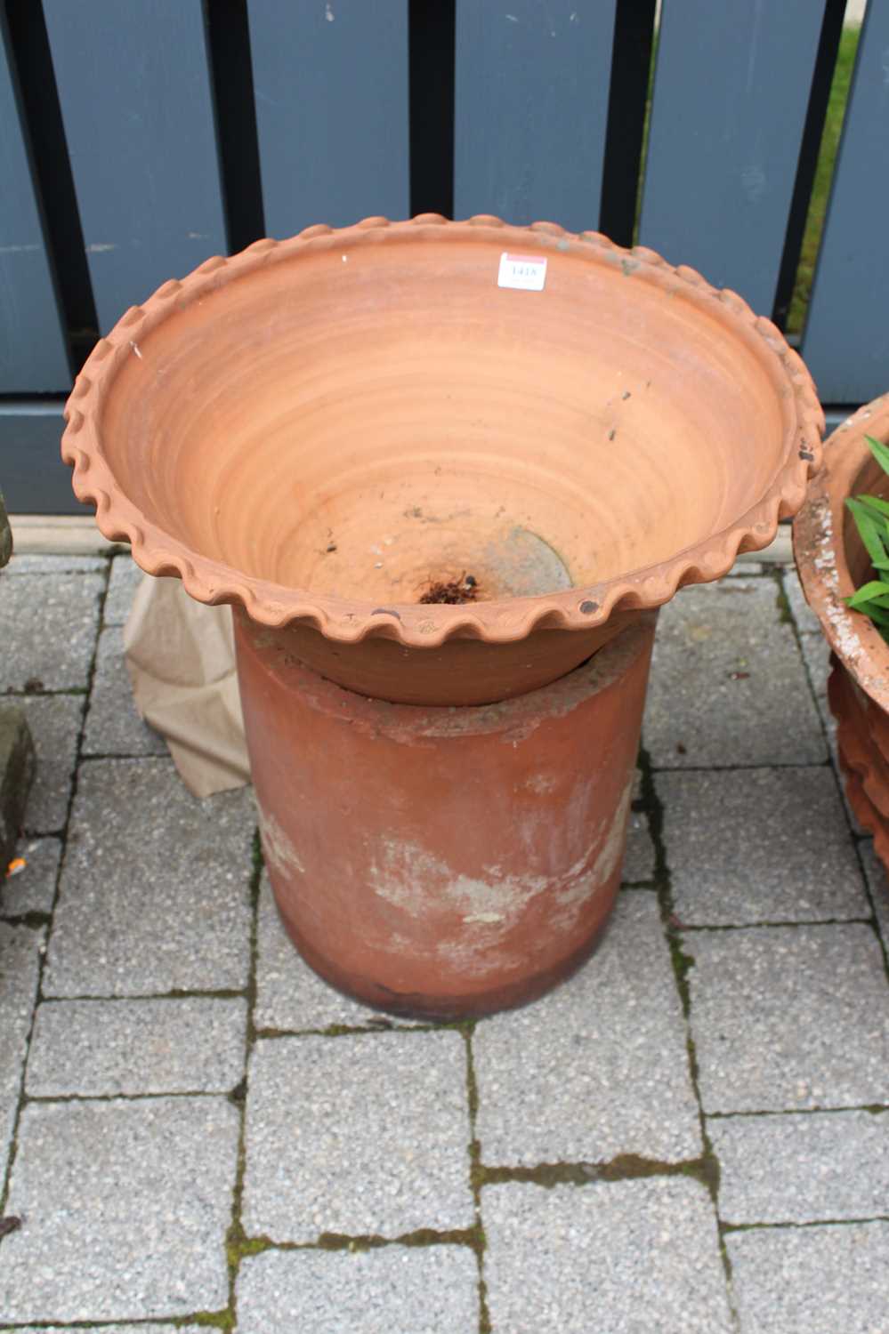 A terracotta circular garden planter, together with one other similar on base (2) - Image 2 of 3