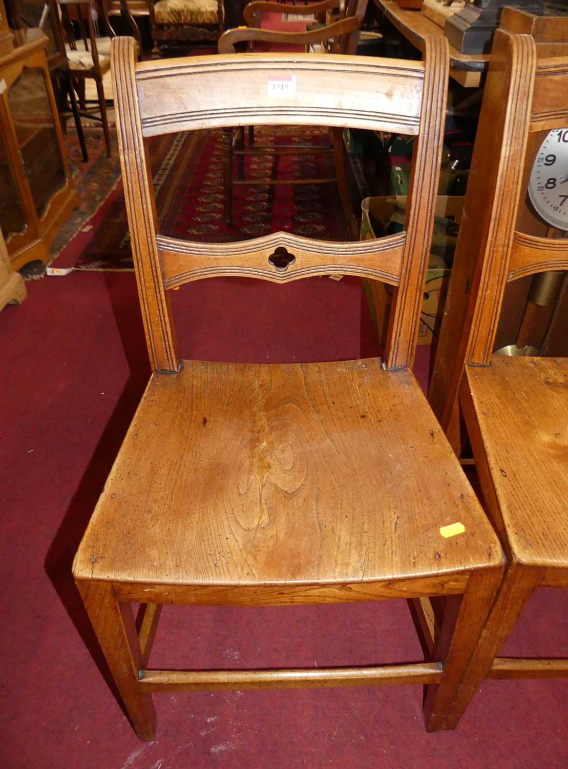 A set of four early 19th century East Anglian elm panelled seat barback dining chairs, w.44cm All - Image 2 of 5