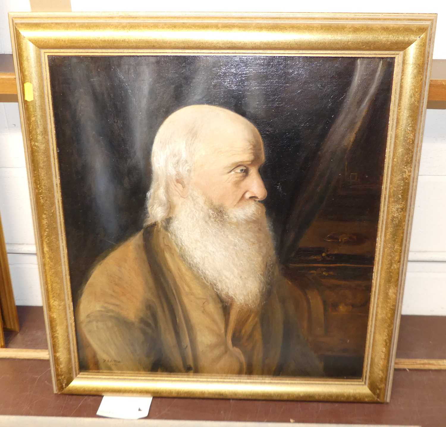 P.S.A. Mee - Half-length portrait of a bearded gentleman, oil on canvas, signed with monogram and