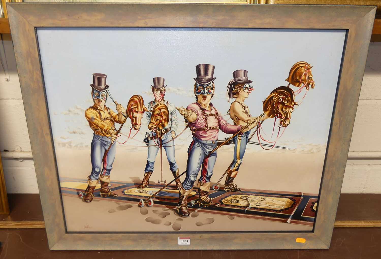 Richard Wallace - Four Horsemen of the Apocalypse, acrylic, signed lower left, 50 x 65cm