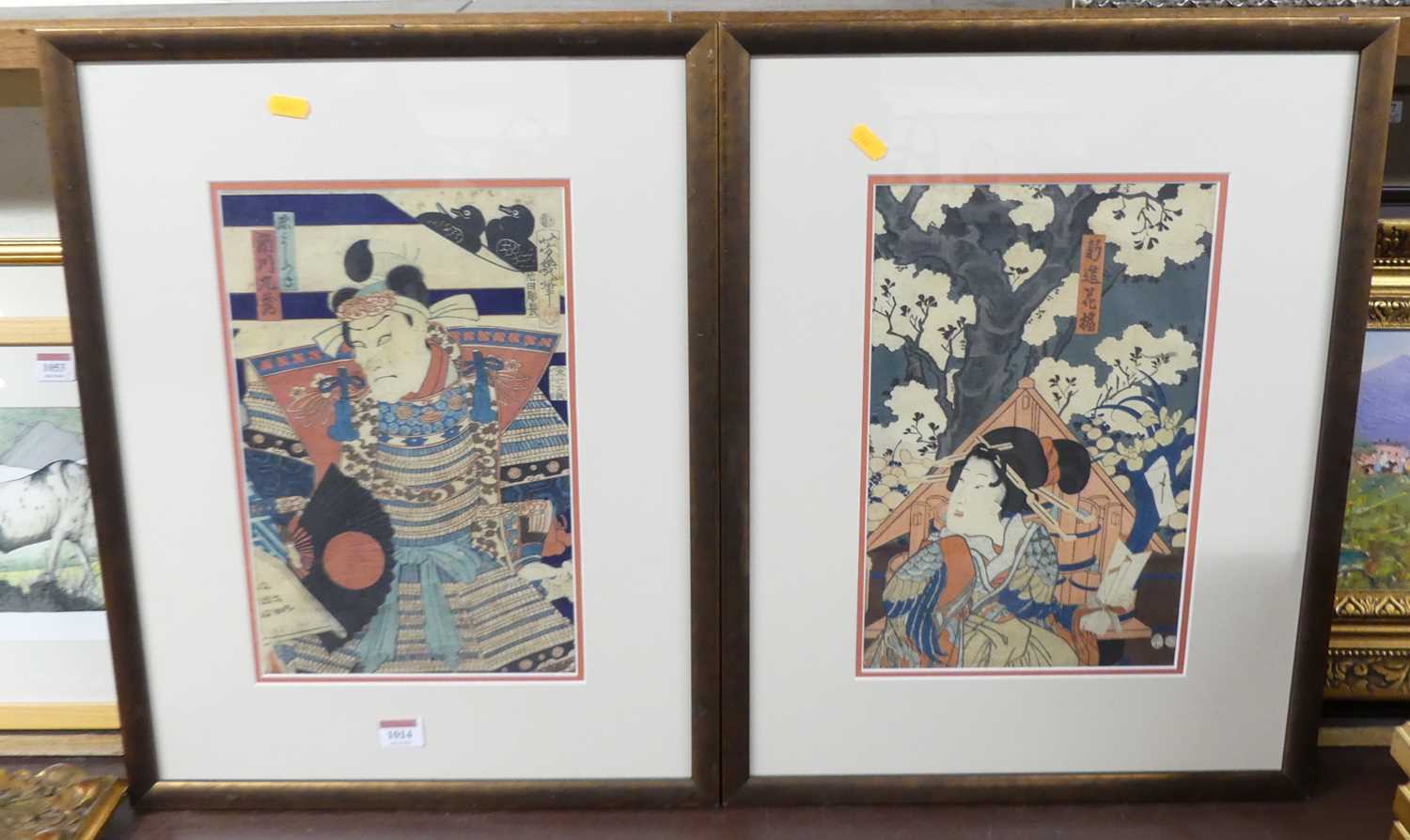 Yoshichika - Kabuki actor, Japanese woodblock, signed and with studio seals, 34 x 23cm; together