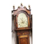 An early 19th century north country oak and mahogany crossbanded long case clock having 12" unsigned