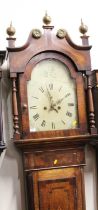 An early 19th century north country oak and mahogany crossbanded long case clock having 12" unsigned