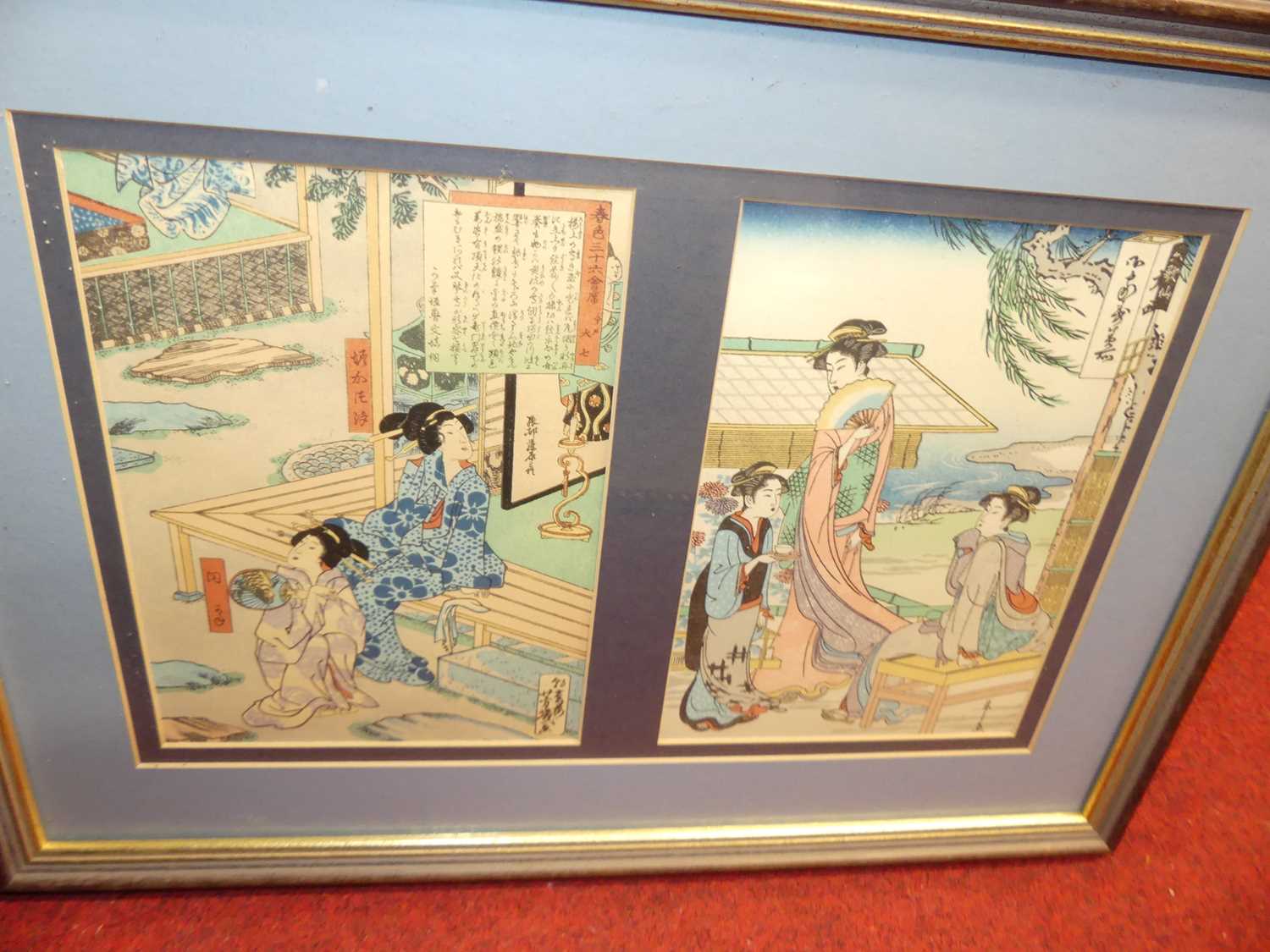 Assorted pictures and prints, to include Japanese examples, framed mirror, needlepoint etc - Image 3 of 3