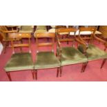 A set of six 19th century mahogany barback dining chairs, having reeded detail and green fabric