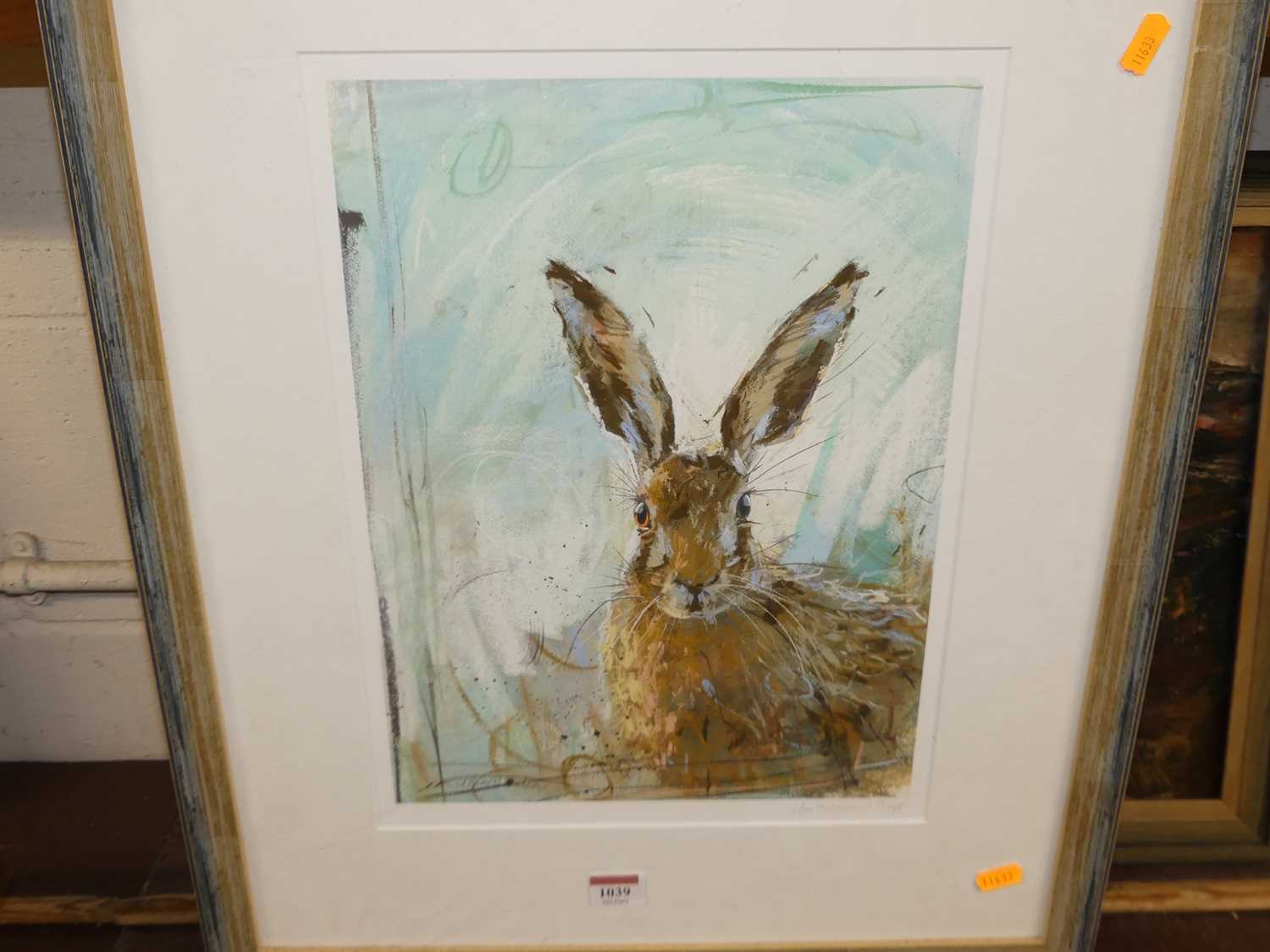 J. Bartholemew - Study of a hare, lithograph, signed and numbered 68/195 in pencil to the margin, 37 - Image 2 of 3
