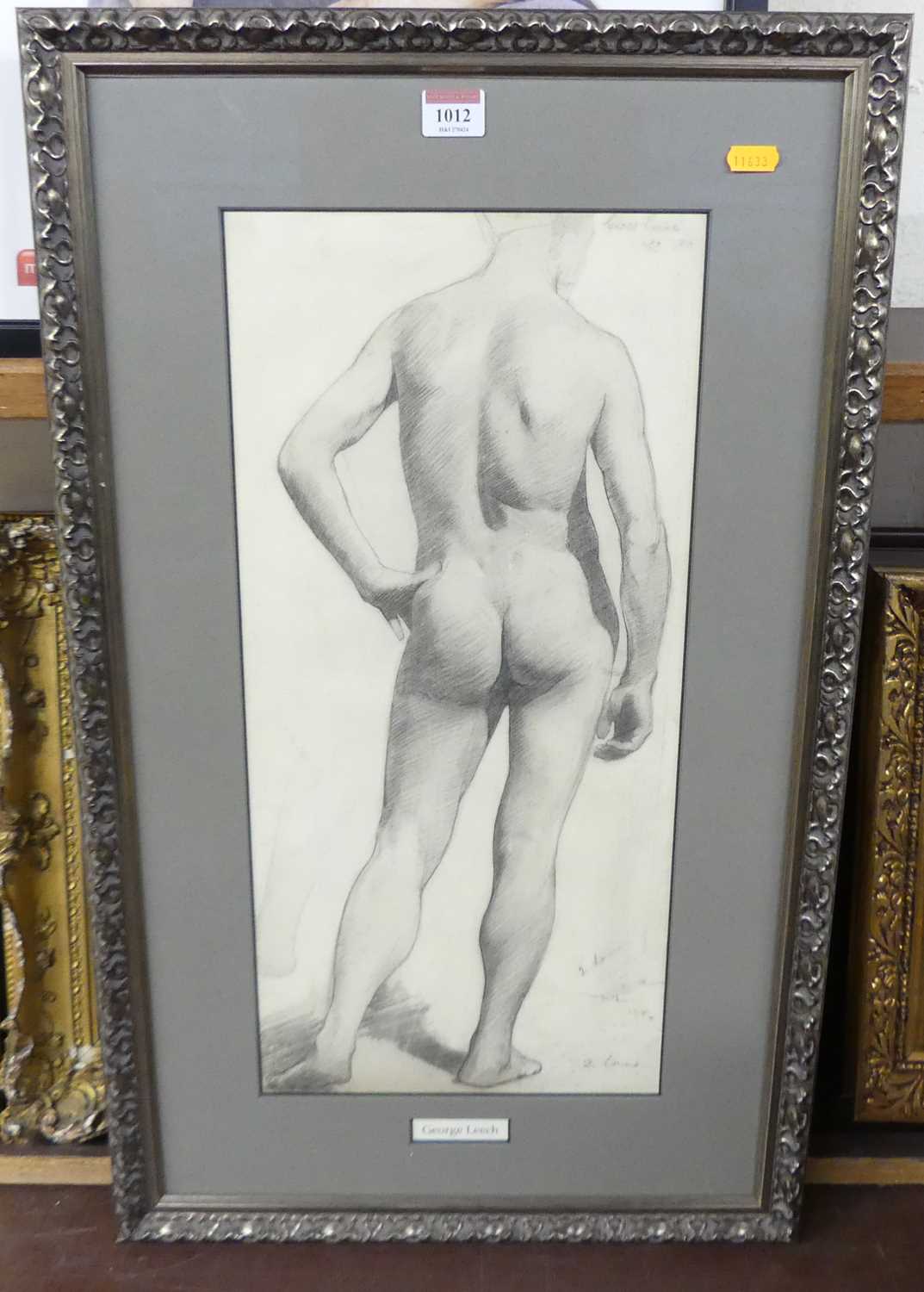 George Leech (1894-1966) - Figure study male nude, pencil, signed lower right, 53 x 24cm