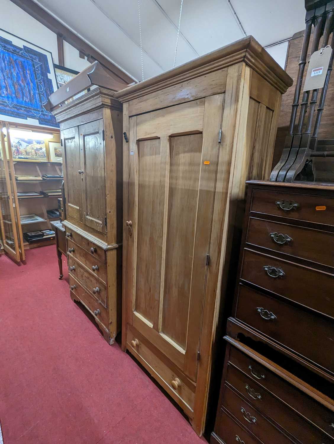 A rustic pine single door side cupboard having interior shelves over single long lower drawer, width - Image 2 of 4