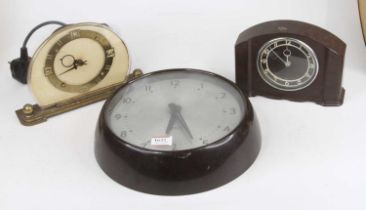 A Gent's of Leicester bakelite cased circular dial wall clock, dia. 28cm, together with an Art