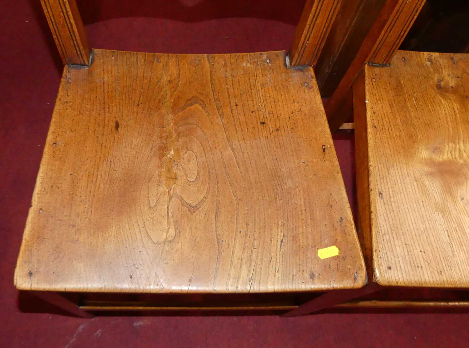 A set of four early 19th century East Anglian elm panelled seat barback dining chairs, w.44cm All - Image 4 of 5