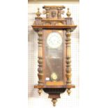 A circa 1900 Vienna droptrunk wall clock, h.92cm; together with another continental droptrunk wall