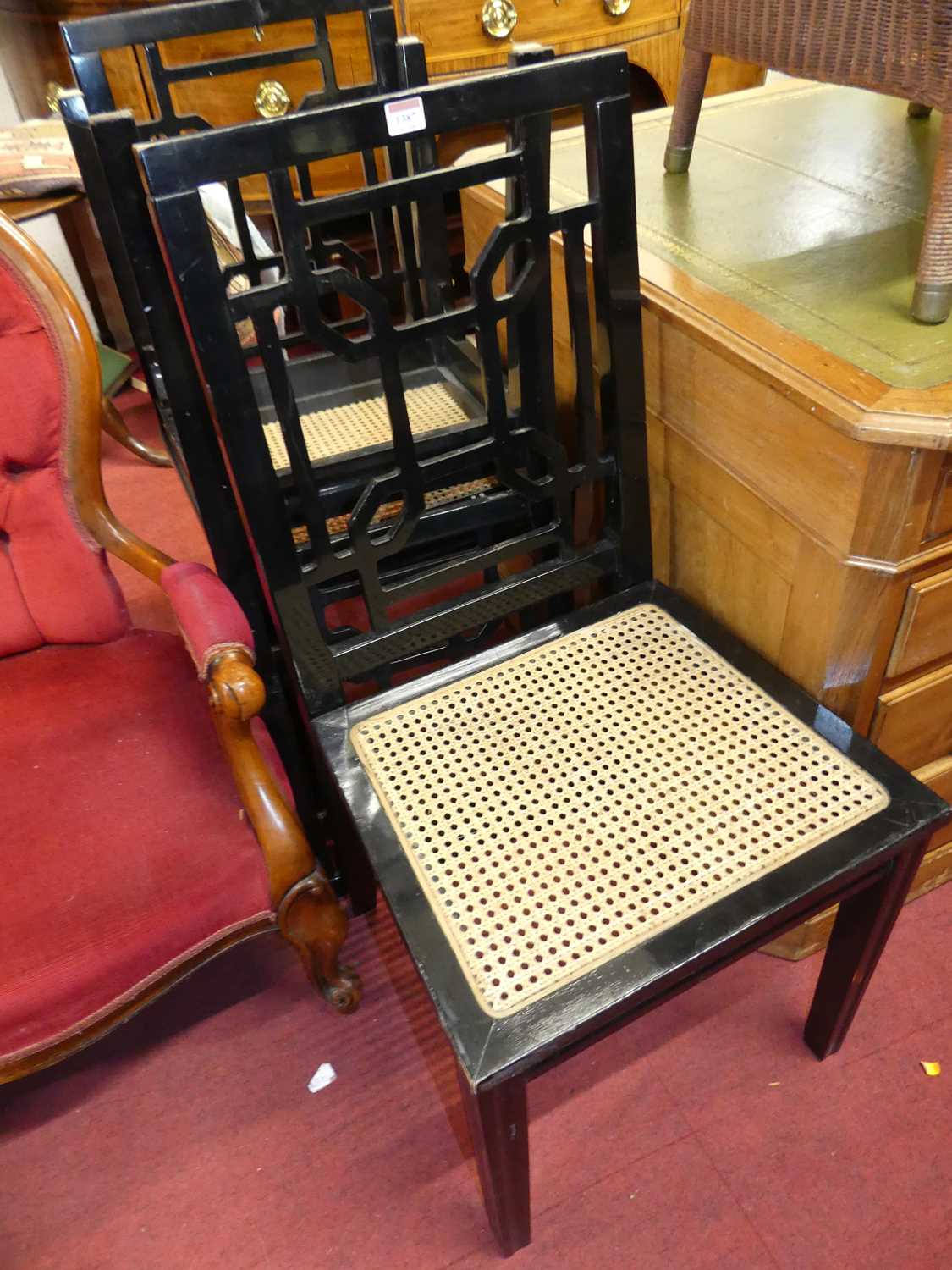 Various chairs, to include two Lloyd Loom conservatory chairs, campaign folding chair, Victorian - Image 3 of 3