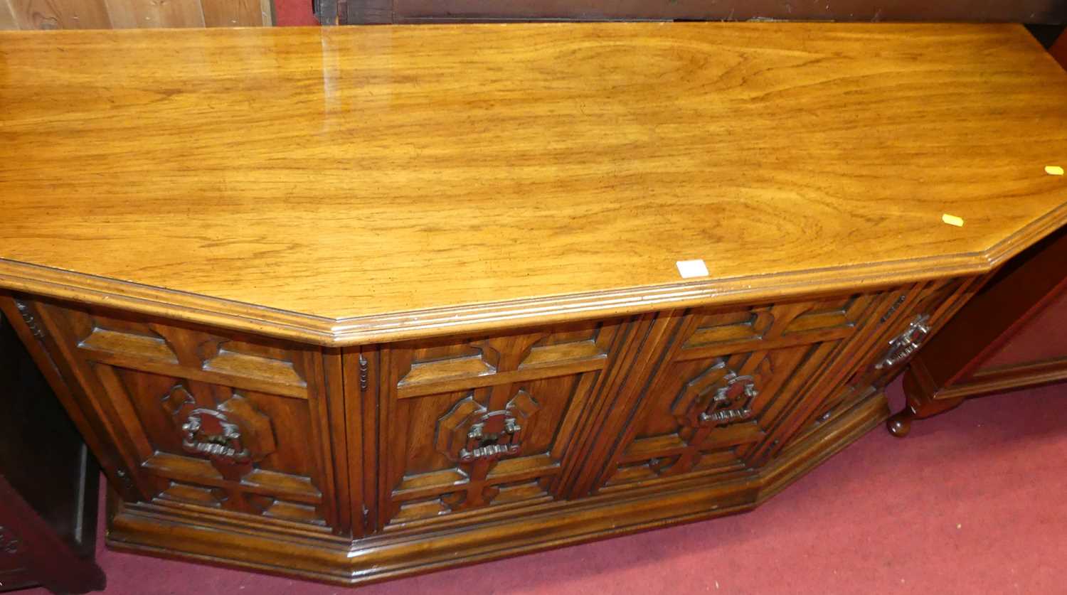 A Continental walnut four door sideboard, w.155cm - Image 2 of 3