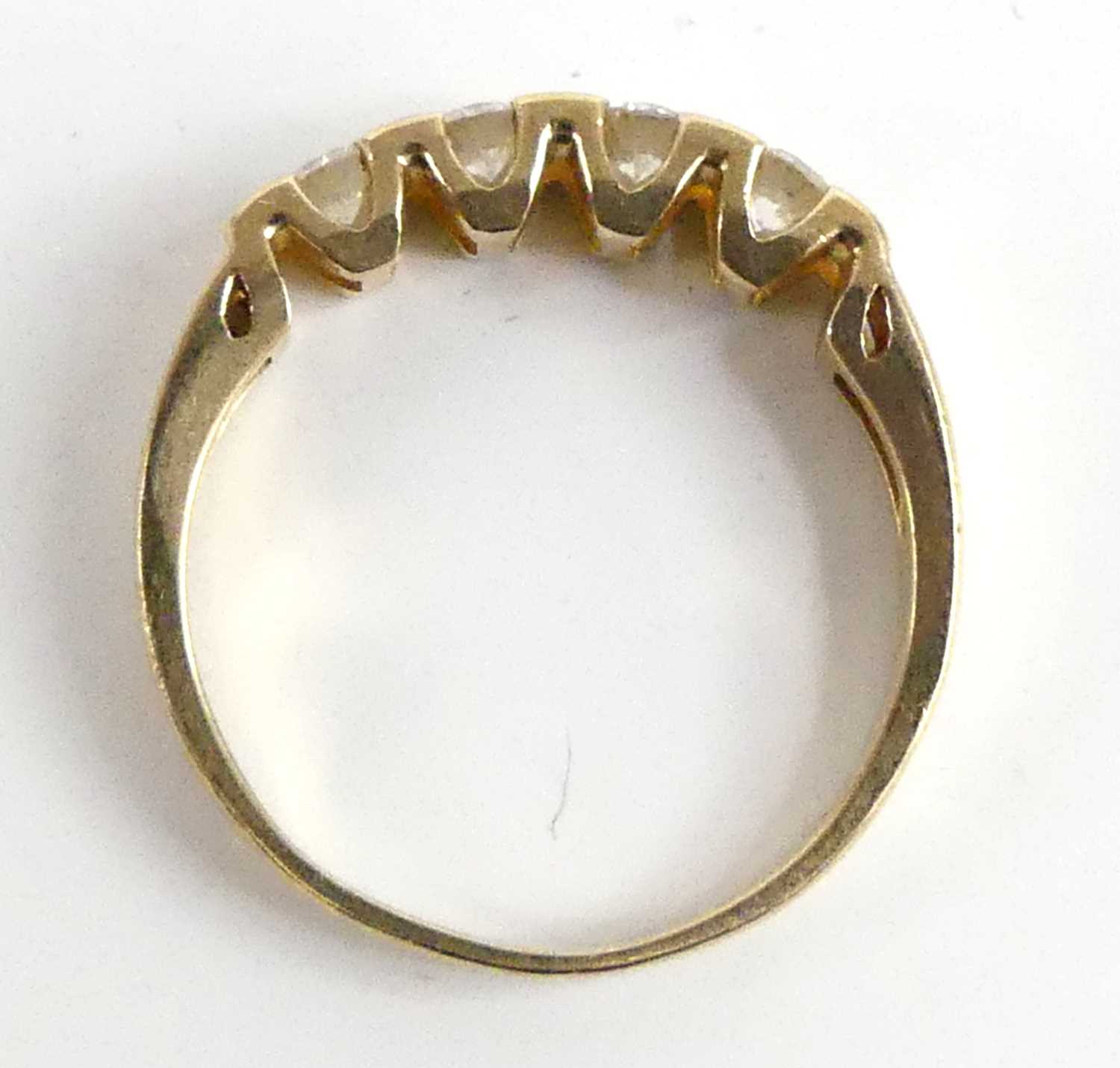 A yellow metal diamond half hoop eternity ring, featuring four round brilliant cut diamonds in - Image 5 of 6