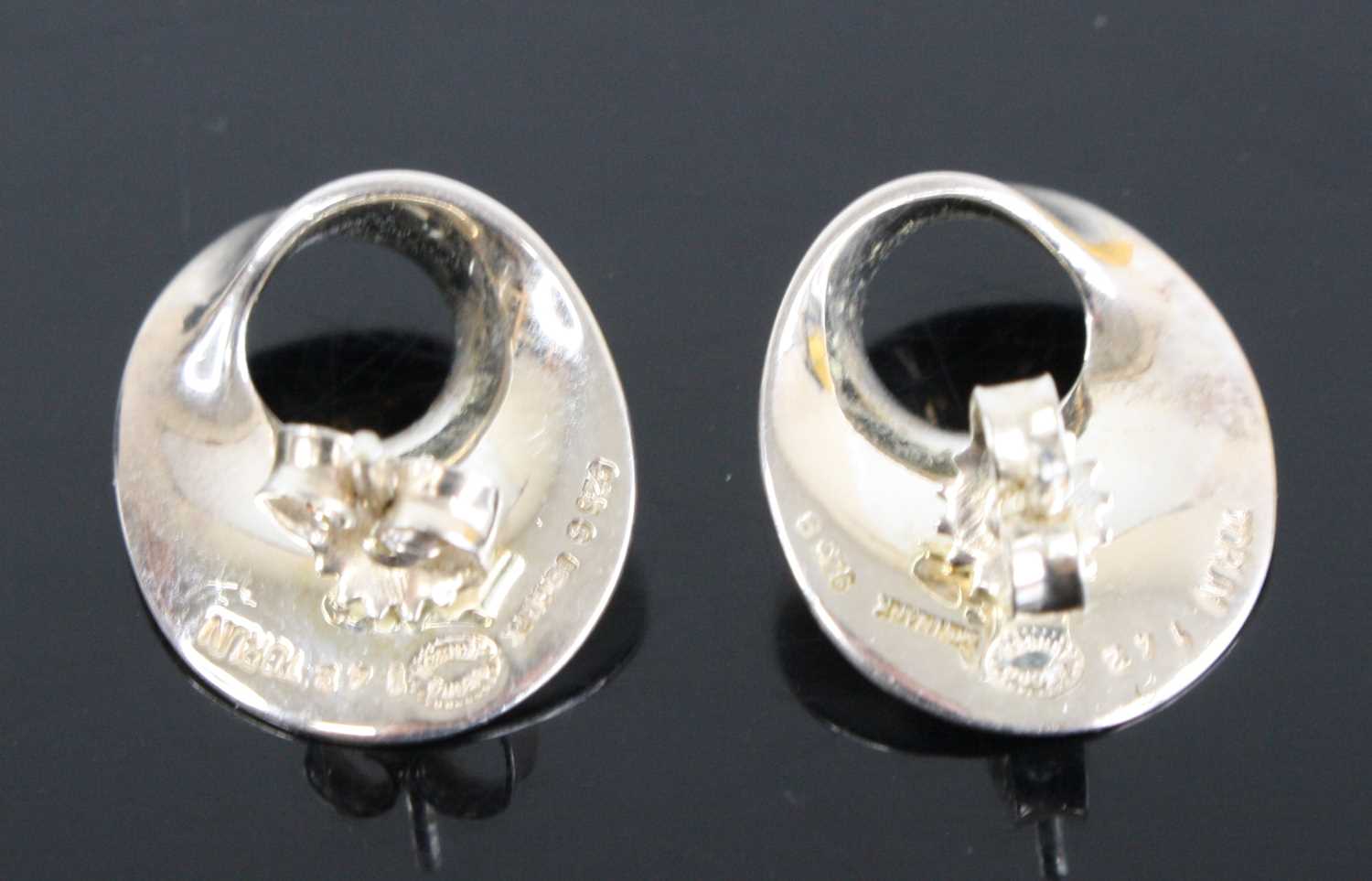 A pair of silver ear studs designed by Vivianna Toran for Georg Jensen, both stamped and numbered - Image 2 of 3