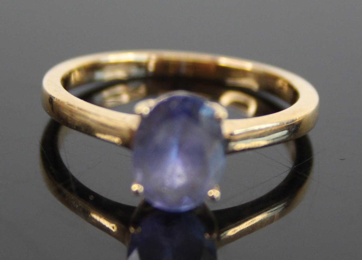 A 9ct gold tanzanite single stone pendant, featuring a cushion cut tanzanite in claw setting, - Image 2 of 9