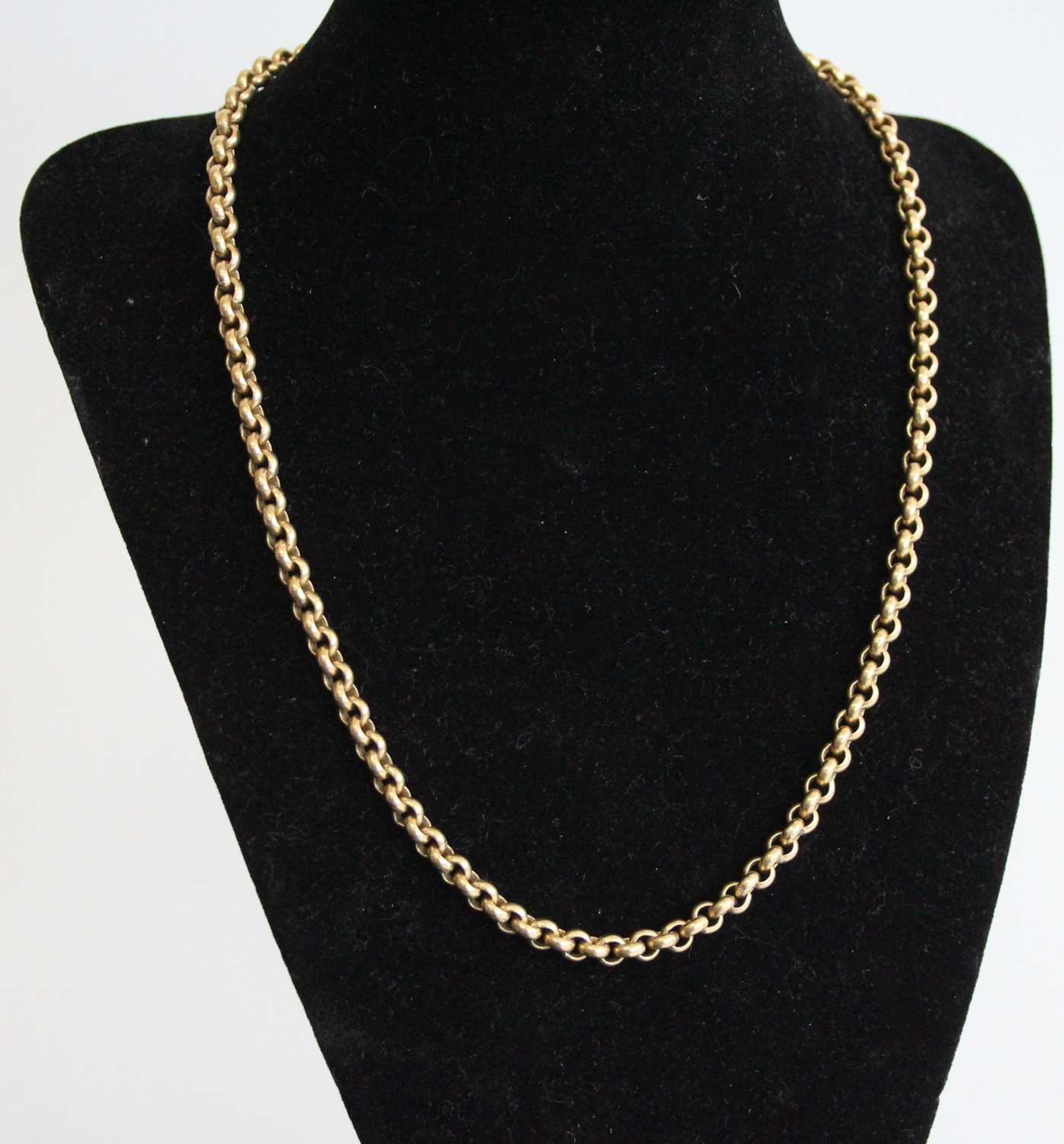 A modern 9ct gold heavy belcher link neck chain, 38.5g, 46cm