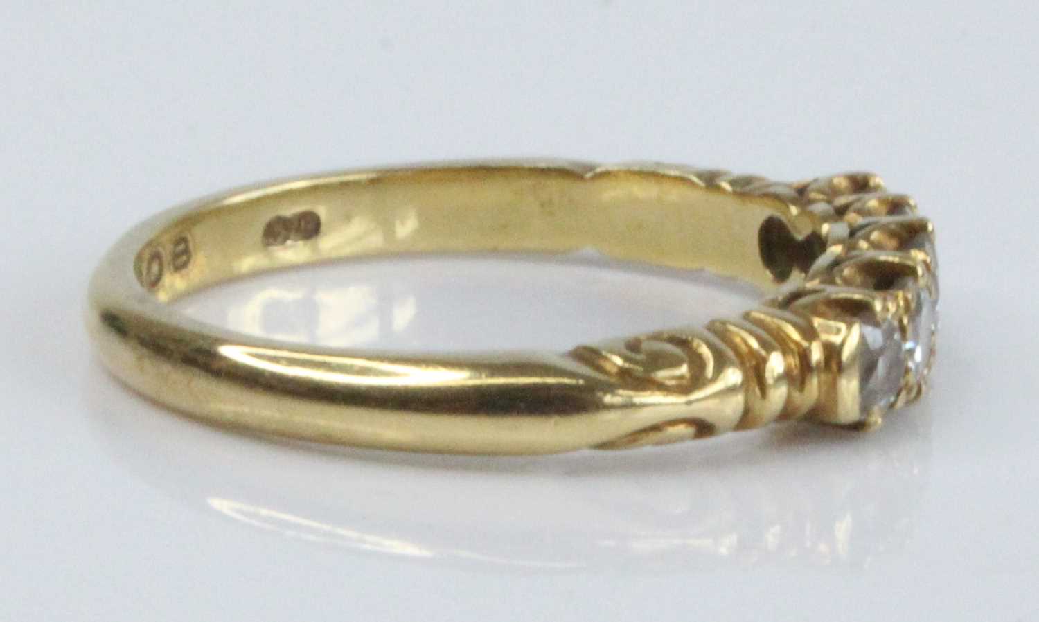 An 18ct yellow gold diamond half hoop eternity ring, featuring five graduated Old European cut - Image 3 of 7