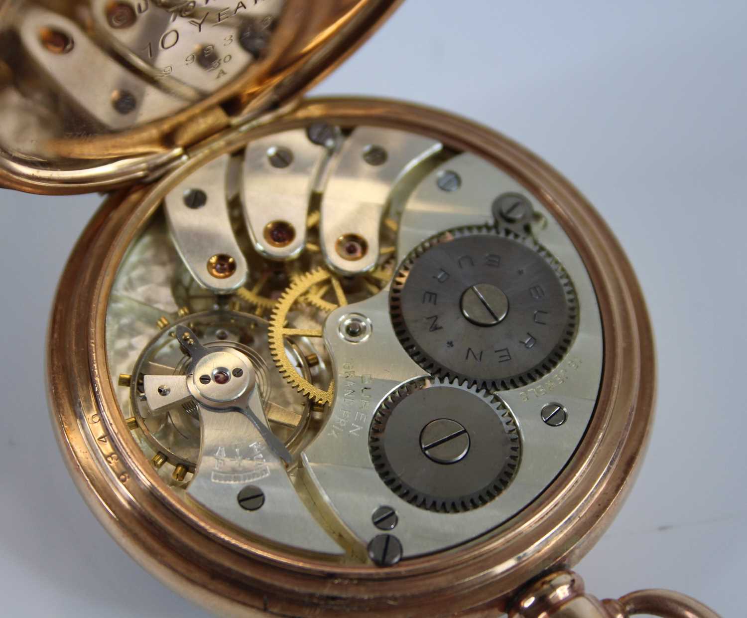 A Buren gold plated gent's open face pocket watch, having keyless movement, dia.5cm; together with a - Image 5 of 7