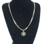 A 9ct gold curblink neck chain, with 18ct gold openwork pendant, gross weight 25.1g, chain length