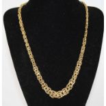 A modern 9ct gold graduated Byzantine link necklace, 13.5g, length 50cm In excellent condition