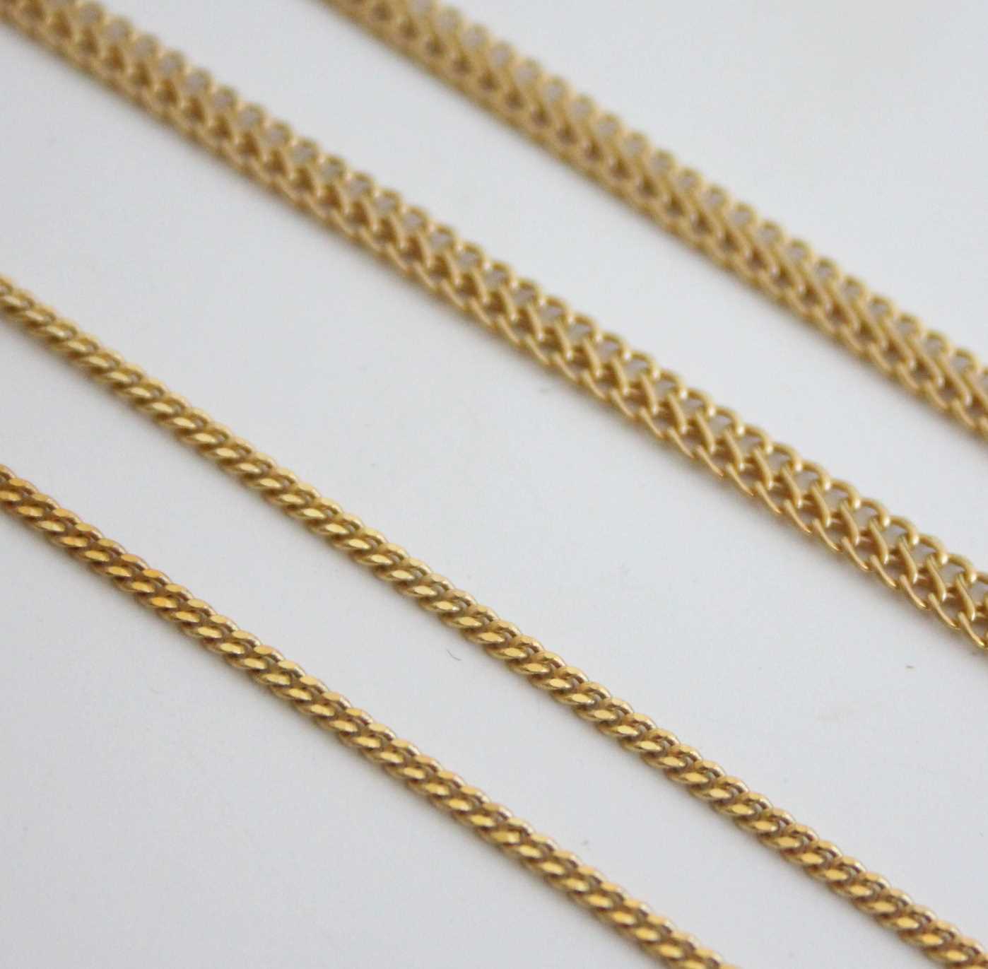 A 9ct gold fancylink neck chain, length 44cm; together with a fine curblink neck chain, length 44cm, - Image 3 of 4