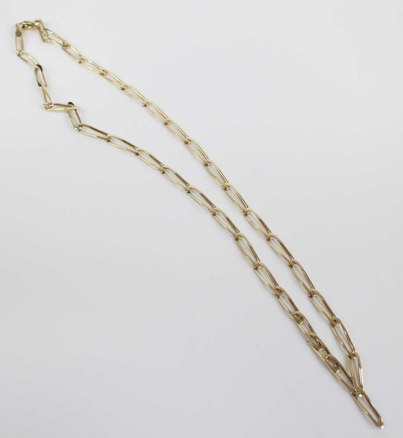 A modern 9ct gold trombone link necklace, 11.8g, 49cm - Image 2 of 2