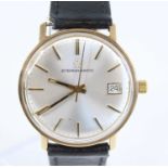 A gent's Eterna Matic 9ct gold cased automatic wristwatch, circa 1960s, having a signed silvered