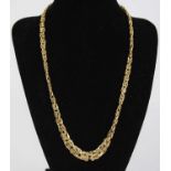 A modern 9ct gold graduated Byzantine link necklace, 15.3g, length 49cm