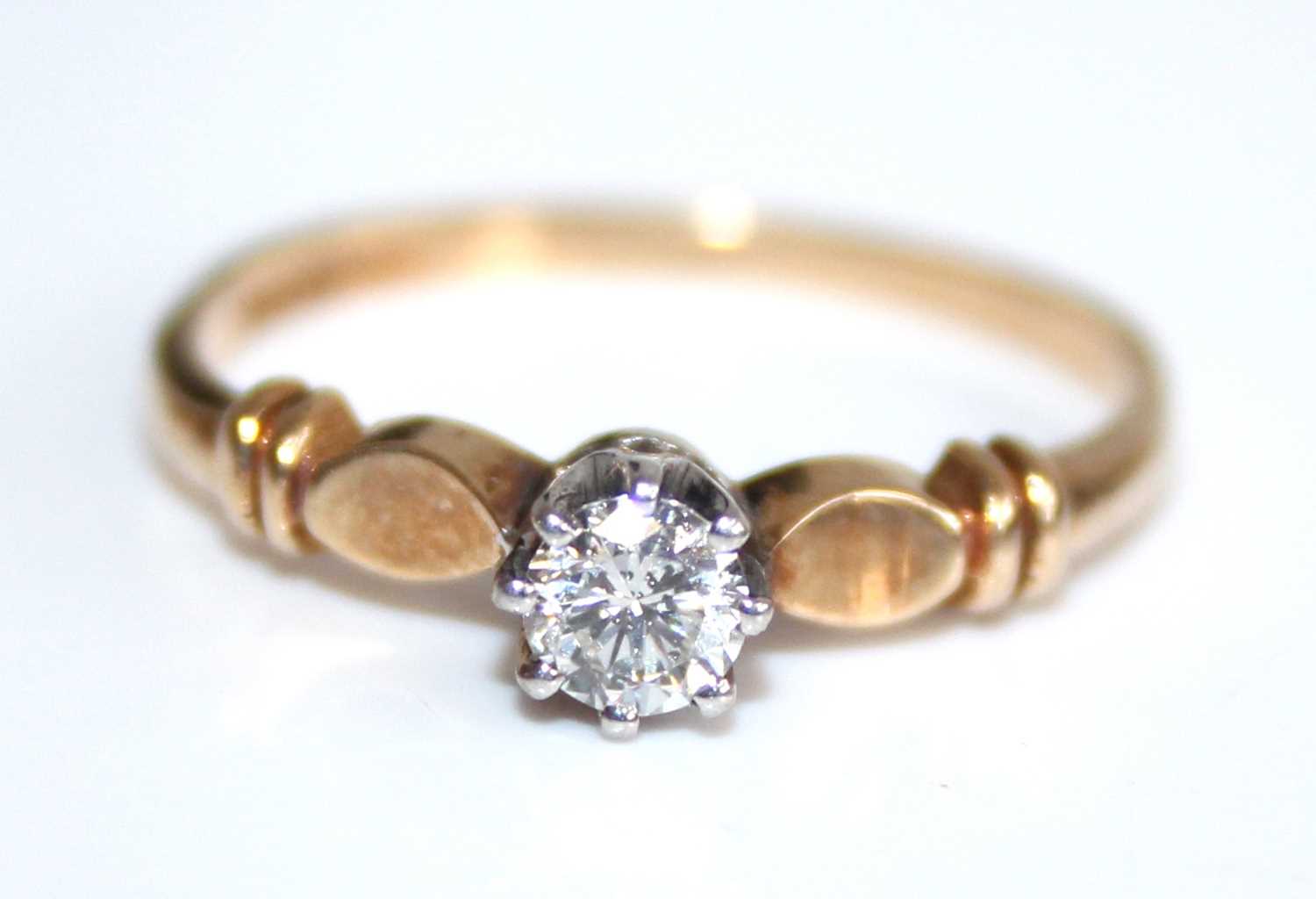 A 9ct gold diamond solitaire ring, the claw set round brilliant weighing approx 0.2 carats, 1.7g, - Image 2 of 7
