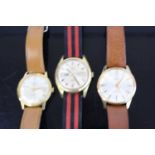 Six various gilt metal and steel cased gent's vintage wrist watches to include Kered automatic
