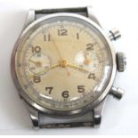 An anonymous gent's vintage steel cased chronograph wristwatch, circa 1950s, having an unsigned
