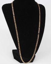 A modern 9ct gold flat curb link necklace with lobster claw clasp, 24.7g, length 63.5cm In excellent