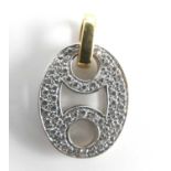 A Roberto Coin 18ct white and yellow gold diamond pendant, having an oval openwork design pavé set