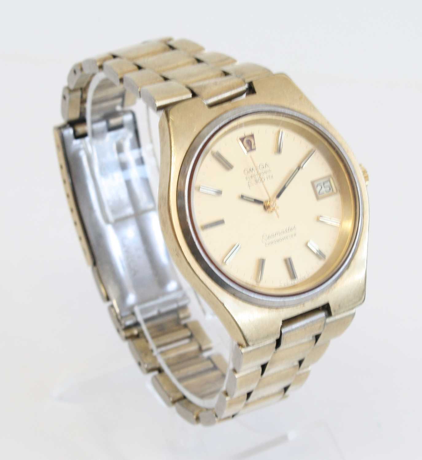 A gent's gold plated Omega Electronic f300 H2 Seamaster chronometer wrist watch with round champagne - Image 2 of 7
