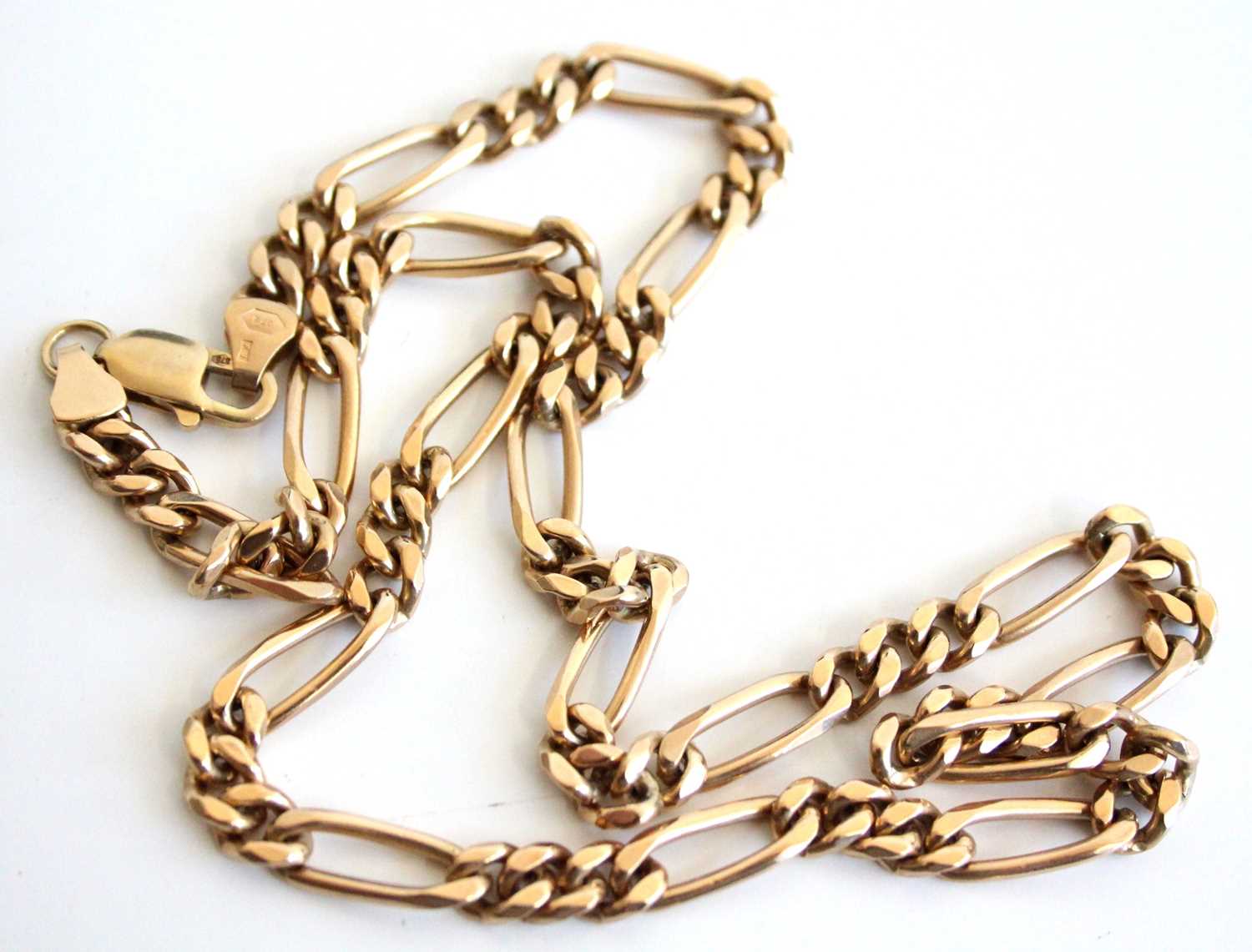 A 9ct gold figaro link neck chain, sponsor RJ, 44g, length 53cm In excellent condition with no - Image 2 of 3