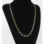 A modern 9ct gold trombone link necklace, 11.8g, 49cm