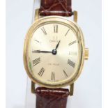 A lady's Omega De Ville gold plated wristwatch, having a gilded signed Roman dial, manual wind