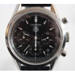 A stainless steel Tag Heuer Carrera automatic wristwatch with round black baton dial and sub dials