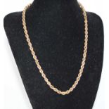 A modern 9ct gold ropetwist necklace, 9.8g, length 44cm