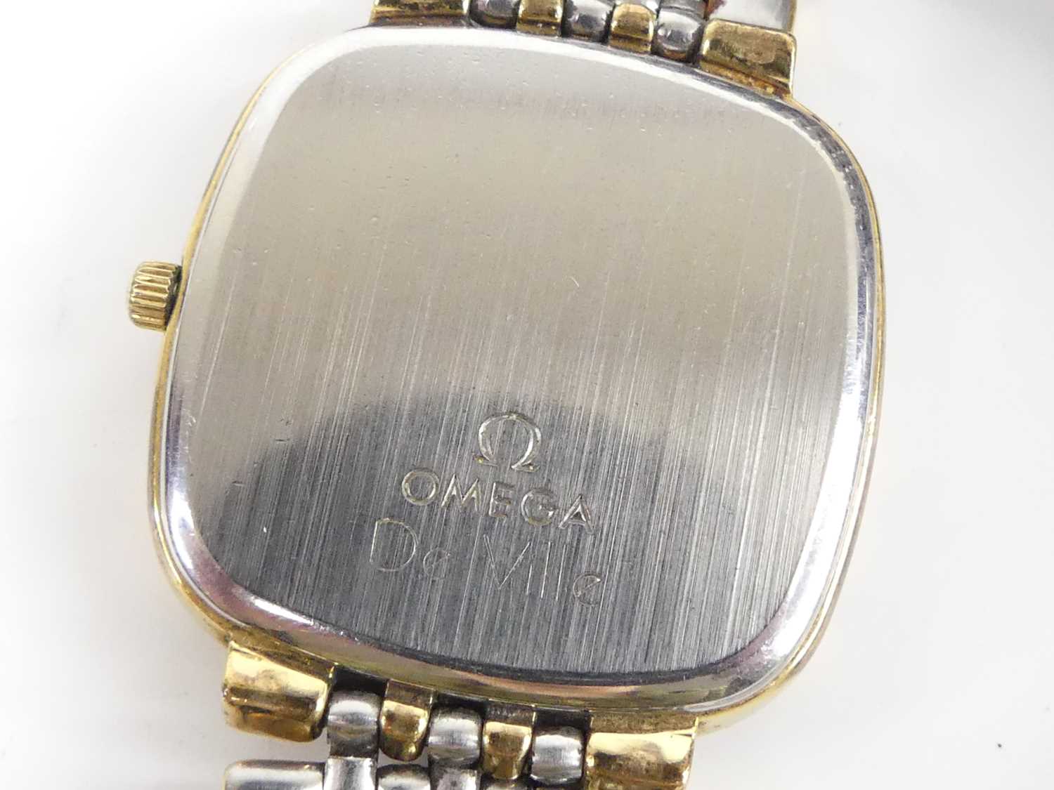 A lady's Omega de Ville bi-metal quartz watch, with cushion shaped cream Roman dial and date at 3, - Image 7 of 7