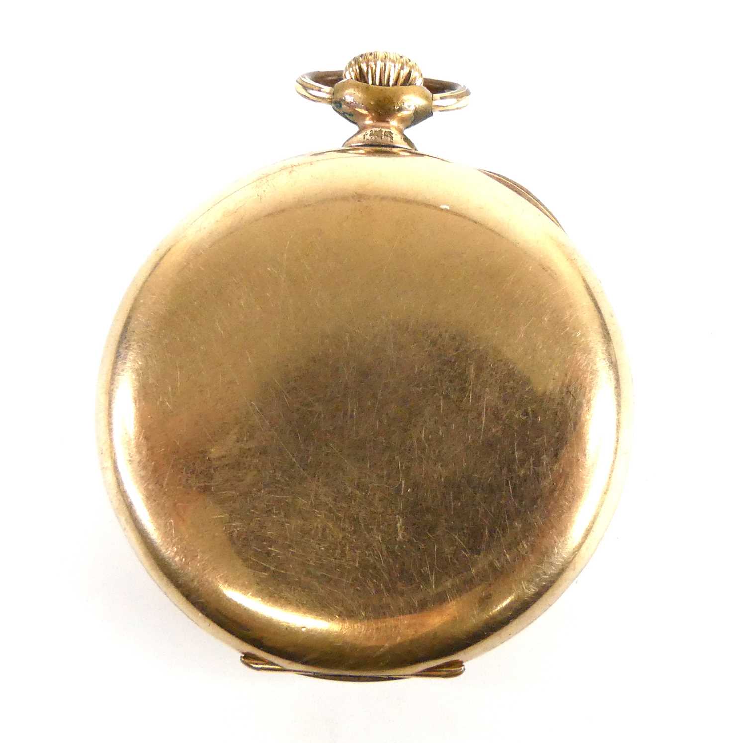 A Rolex gold plated keyless open-face pocket watch, with round white Roman dial having blued steel - Image 2 of 7