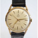 A gent's Tudor Royal 9ct gold cased manual wind wristwatch, circa 1960s, having a signed champagne