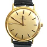 A gent's steel and yellow gold plated Omega manual wind wrist watch with round champagne baton dial,