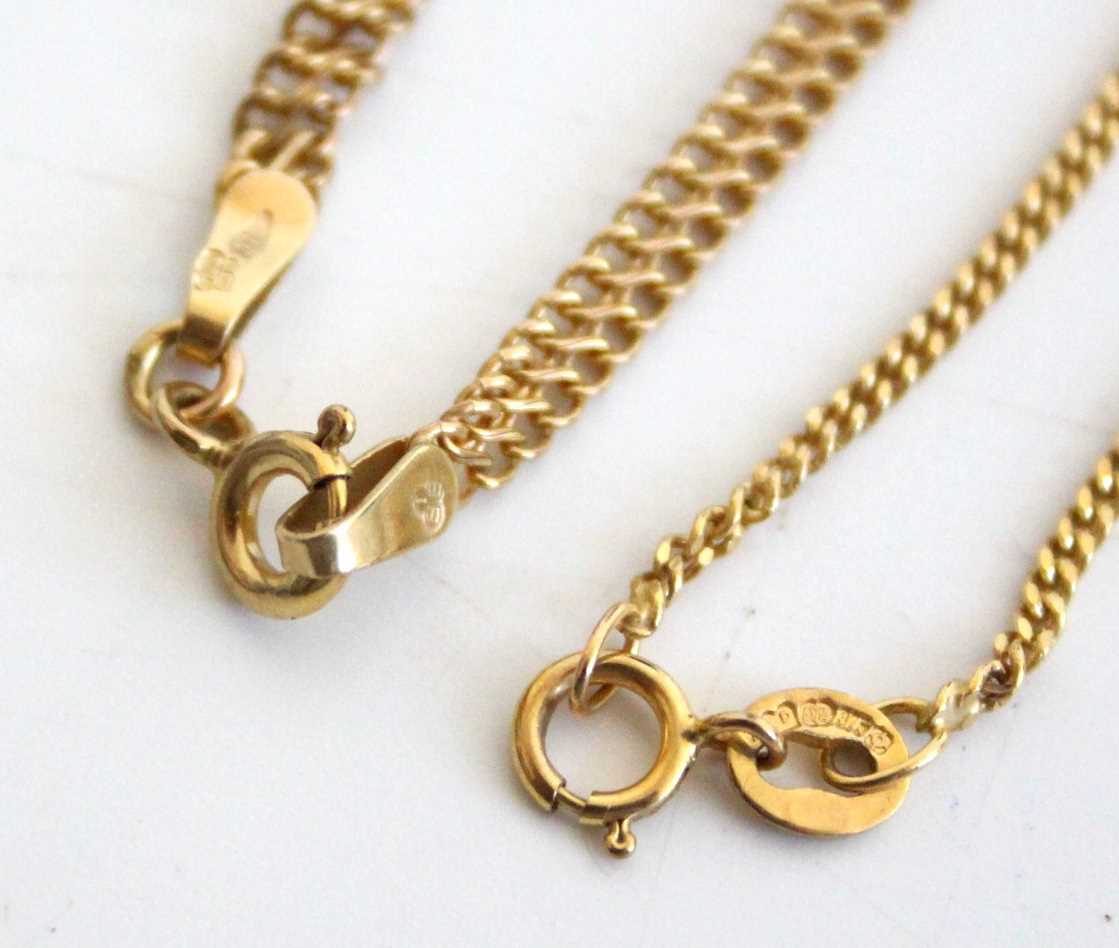 A 9ct gold fancylink neck chain, length 44cm; together with a fine curblink neck chain, length 44cm, - Image 4 of 4