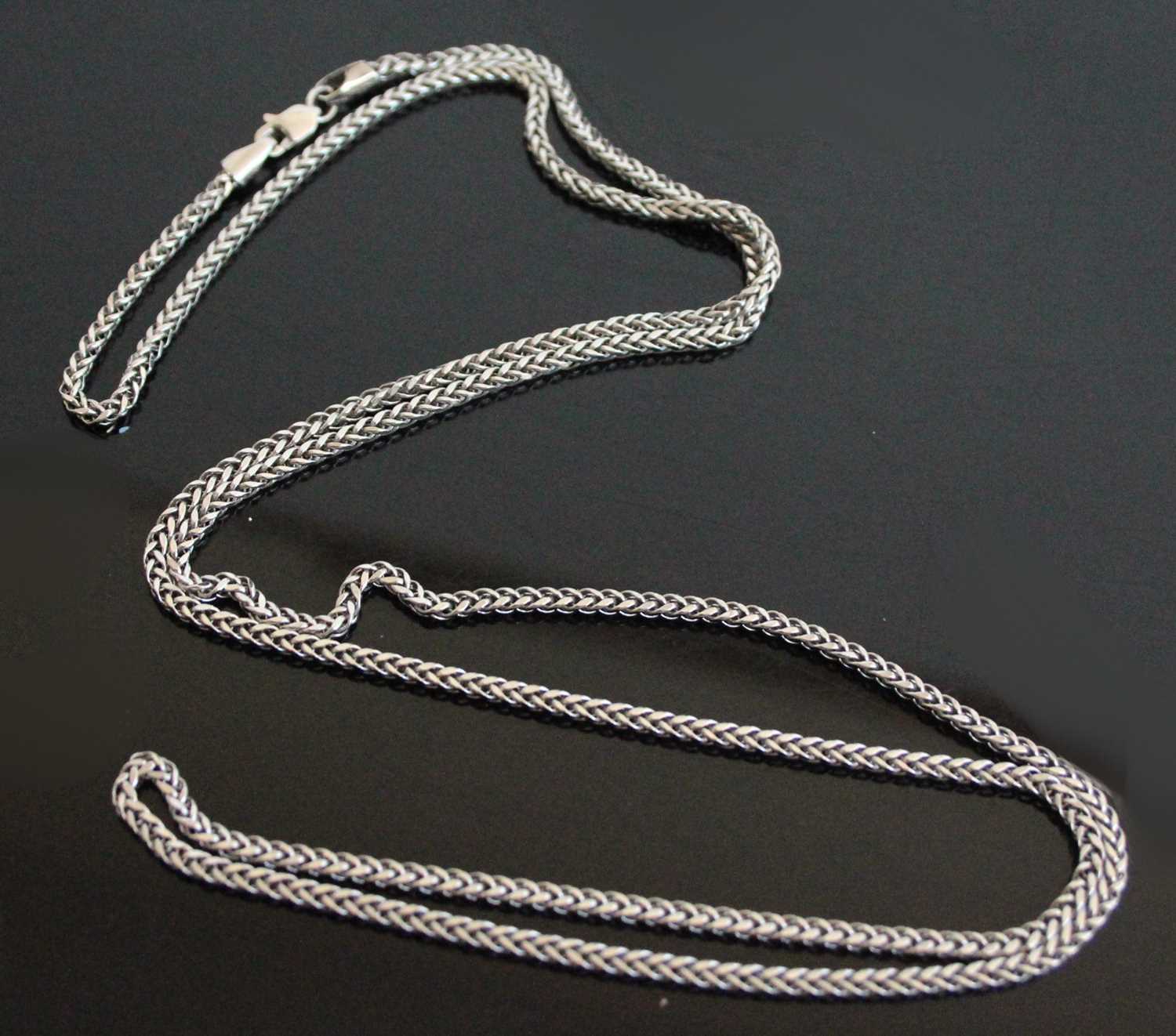 A modern 9ct white gold snake link necklace, 5.3g, 74cm - Image 2 of 3